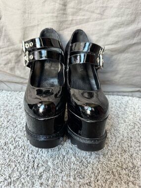 Glossy Black Patent Platform Mary Jane Shoes